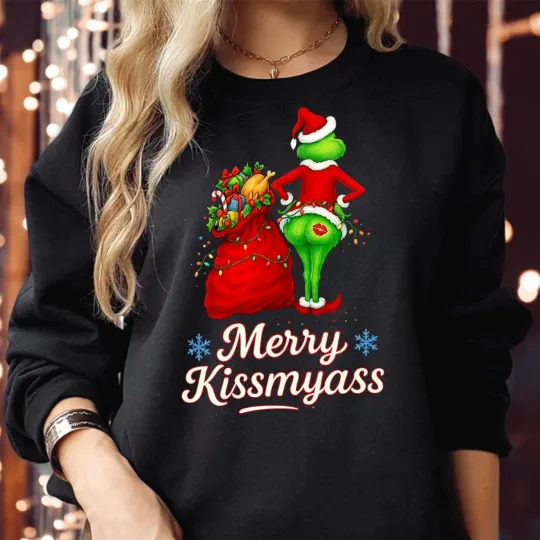 Discover Funny Character KissMyAss Sweatshirt Christmas Holiday Xmas