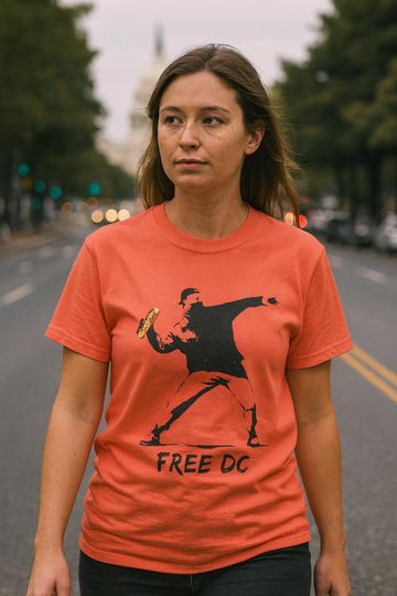 Discover DC Sandwich Thrower Banksy Inspired Tee, Free DC Statehood Advocate Anti-Trump Shirt