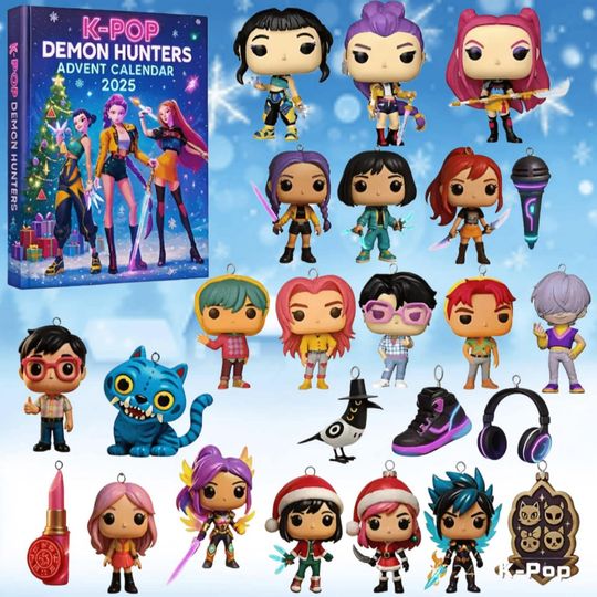 3D K-pop Demon Hunters Christmas Advent Calendar, Christmas Surprise Calendar, 24 Days of Xmas Surprises,with 24 Collectible for Kids