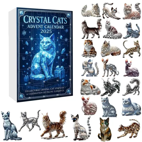 Discover 2025 Holiday Arrival Advent Calendar, 2D Crystal Cat Commemorative Decorate Home
