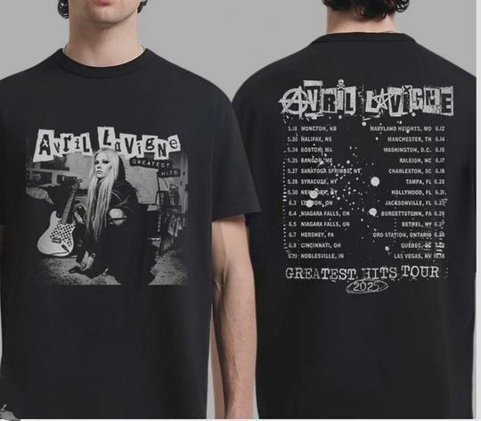 Discover Av,ril La,vigne Tour 2025 Shirt, Pop Punk Concert Tee, Retro Y2K Band Shirt, Double Sided Tour Graphic Top, Fan Gift Unisex