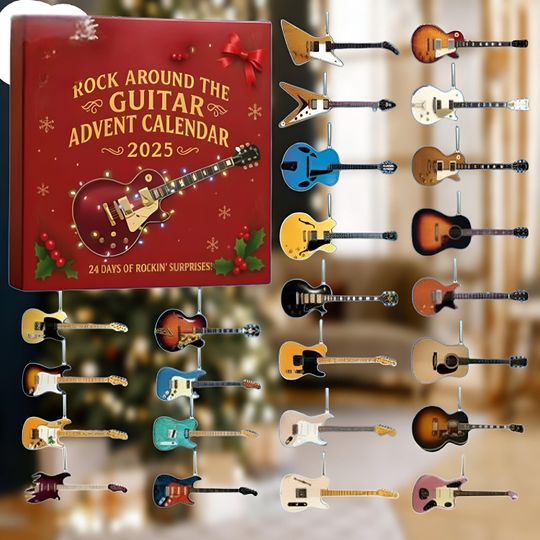 Discover Guitar Advent Calendar 2025, 24 Mini Acrylic Guitars for Music Lovers, Rock Music X-Mas Countdown Box, Gift for Guitarists & Collectors