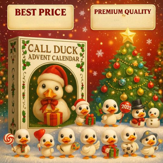 Discover Call Duck Figurine Advent Calendar 2025, 24 Days of Farmyard Fun, Christmas Countdown Set 2D Acrylic, Gift for Kids & Animal Enthusiasts