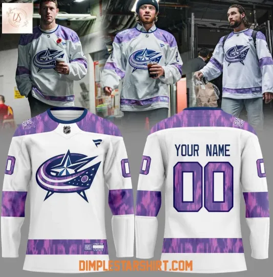 Discover Personalized Columbus Blue Jacket Hockey Fights Cancer Hockey Jersey