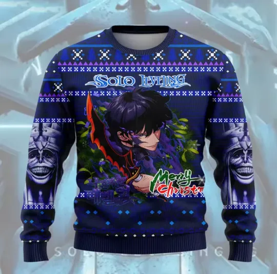 Discover 25-26 Leveling Anime Winter Christmas Ugly Sweatshirt