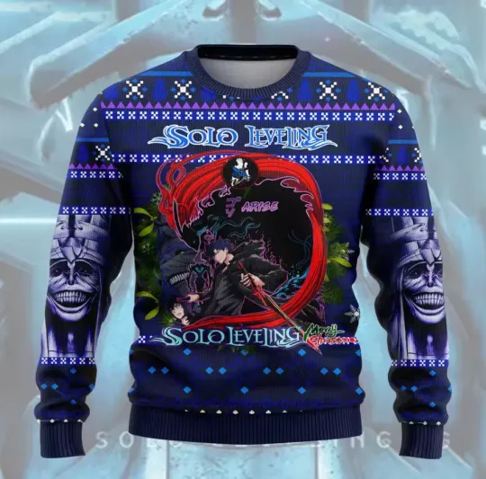 Discover 25-26 Leveling Anime Winter Christmas Ugly Sweatshirt