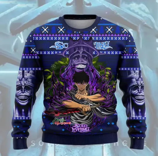 Discover 25-26 Leveling Anime Winter Christmas Ugly Sweatshirt Style 8