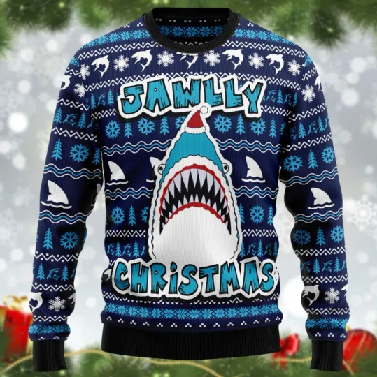 Jaws Ugly Sweater Xmas Gift For Friends And Family