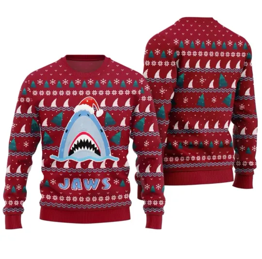 Santa Hat Jaws Christmas Holiday Ugly Sweater