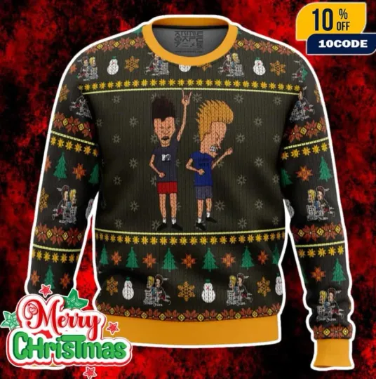 Beavis And Butthead Rock On Ugly Christmas Sweater