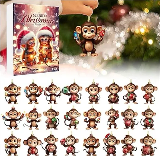Discover Funny Monkeys Christmas Advent Calendar 2025, 2D Monkey Christmas
