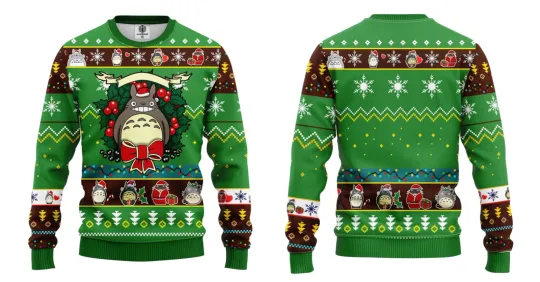 Totoro Green Ugly Christmas Sweater