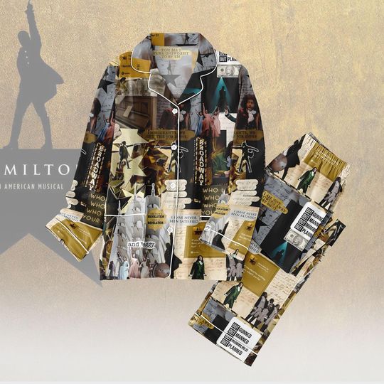 Discover Music Thick Pajamas Set, Broadway Musical Long PJs, Who Lives Who Dies Lyric Print Winter Sleepwear for Adults