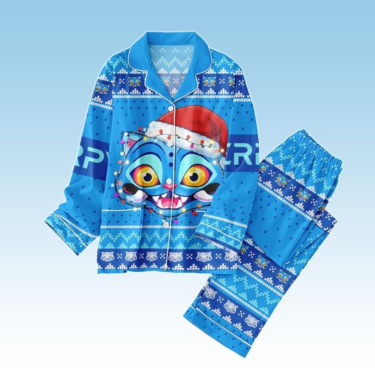 Discover Christmas Tiger Pajama Set for Adults and Kids, Blue Tiger Costume Sleepwear, cosplay pajamas