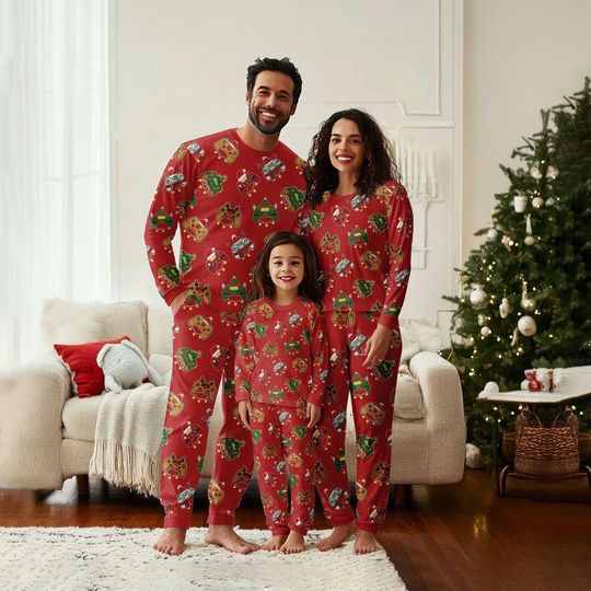 Discover Christmas Family Pajama Set with Video Game and Gingerbread Controller Design