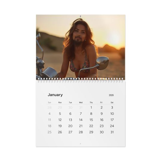 Discover Funny Bearded Biker Babes 2026 Calendar, Motorcycle Lovers Gift, Unique Wall Calendar