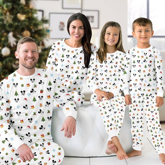 Discover Christmas Mickey Mouse Head Santa Pajamas, Disney Mouse Xmas Pajamas, Christmas Tree Holiday Pajamas, Xmas Gift