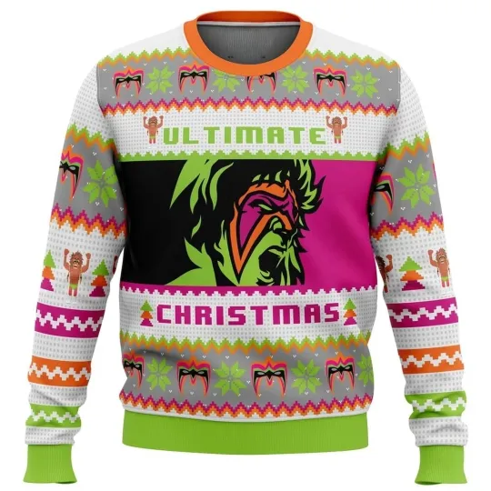 Discover Ultimate Warrior Pro Wrestling Ugly Christmas Sweater Ideal Gift for Wrestling