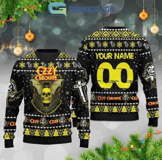 Personalized Ozy Osbourne Crazy Train Christmas Ugly Sweater