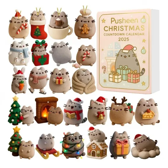 2025 Pusheen Acrylic Advent Calendar, 24 Days Holiday Countdown Ornament, Home & Living Decor