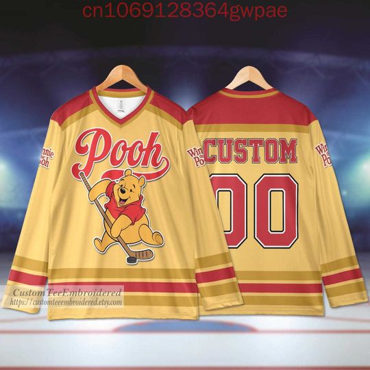 Discover Disney Winnie the Pooh Ice Hockey Jersey 3D Print Men's Women's Long Sleeve Sweatshirt Fashion Eeyore Team Sports Hockey Jersey