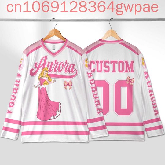 Discover Disney Aurora Elsa and Ariel Ice Hockey Jersey 3D Men's Long Sleeve Sweatshirt Fashion Team Sports Hockey Jersey