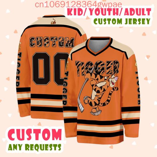 Discover Disney Tigger Ice Hockey Jersey 3D Print Men's Women's Long Sleeve Sweatshirt Eeyore Team Sports Hockey Jersey