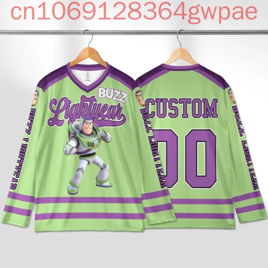 Discover Disney Toy Story Little Green Aliens and Rex Ice Hockey Jersey 3D Men's Long Sleeve Sweatshirt Fashion Team Sports Hockey Jersey