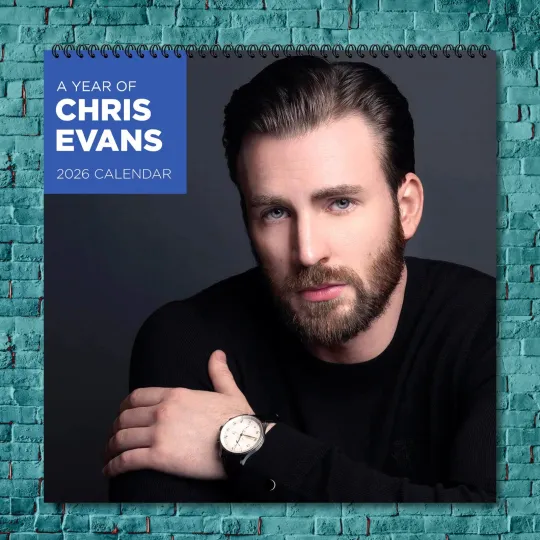 Discover Chris Evans 2026 Wall Calendar, 12-Month Star Collection