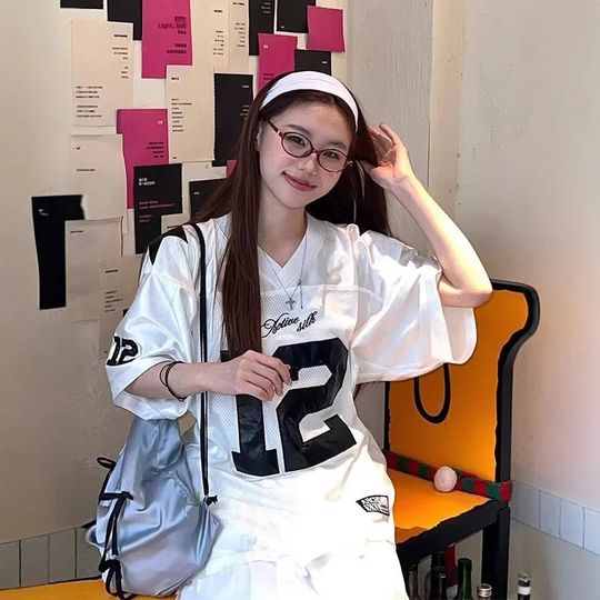 Discover Loose Shoulder American Hockey Uniform 12 Number Jersey Short Sleeve T-Shirt Men's Summer New Style Breathable Casual Top