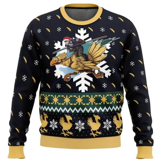 Final Fantasy Chocobo Christmas Ugly Sweater Festive Holiday Gift for FF Fans