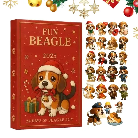 Discover Beagle Dog Christmas Advent, 24 Days Calendar 2025 2D Acrylic Cute Decoration