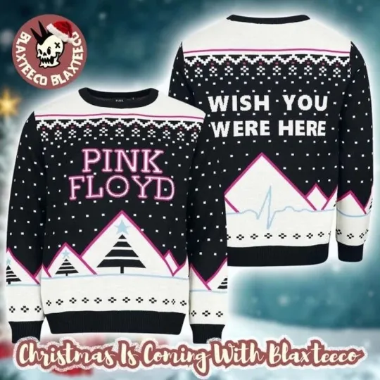 Discover Pink Floyd Wish You Were Here Classic Logo Snowy Night Ugly Christmas Sweater