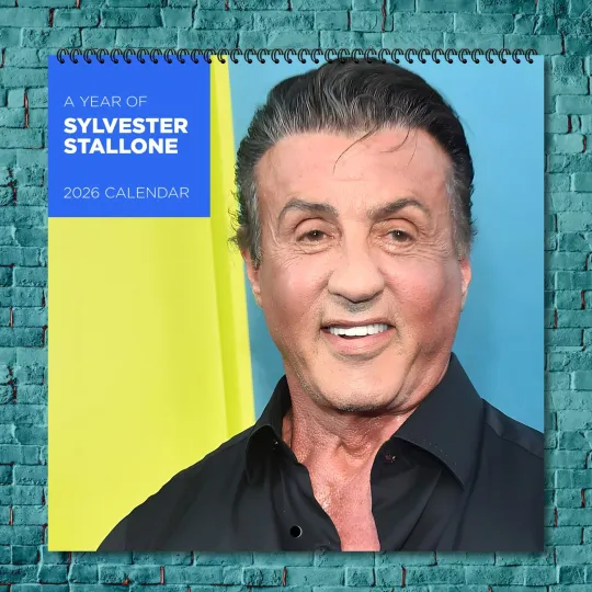 Discover Sylvester Stallone 2026 Wall Calendar, 12-Month Celebrity Fan Gift for Wall