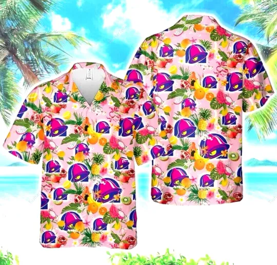 Taco Bell Tropical Flower Aloha Hawaiian Shirt Men’s