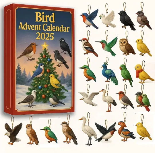 Discover Bird Advent Calendar 2025, 24 Days Christmas Countdown, Christmas Bird Advent
