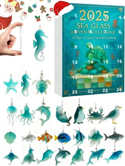 2025 Marine Life Advent Calendar, 24 Days Ocean-themed Christmas Countdown Calendar