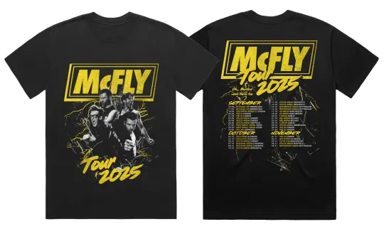 Discover Mcfly Tour 2025 Lightening Black Photo Tee Size S-5XL Reprint