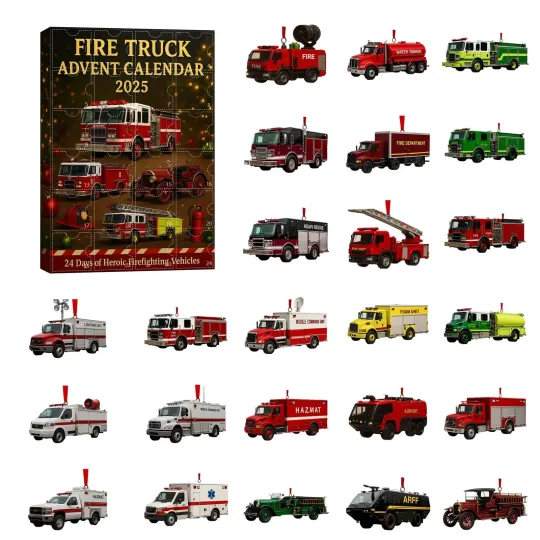 Discover Fire Truck Advent Calendar,24-Day Christmas Fire Truck Countdown Calendar 24PCS