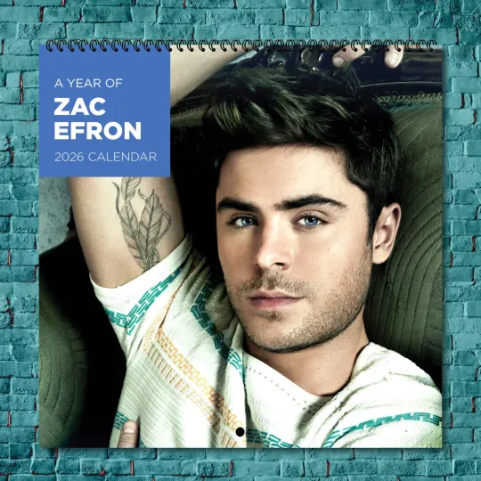 Discover Zac Efron 2026 Wall Calendar, 12-Month Celebrity Photo Calendar
