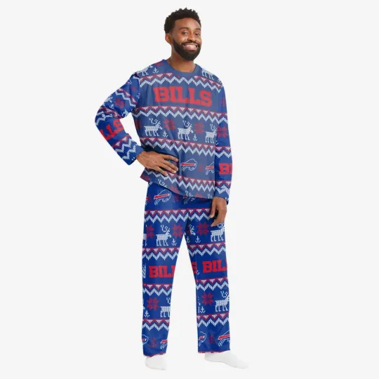 Discover Buffalo football  Men's Crewneck Holiday Pajama Set