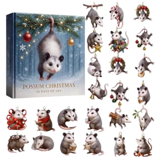 Discover Possum Christmas Advent Calendar - 24 Days of Joy with Cute Opossum Ornaments