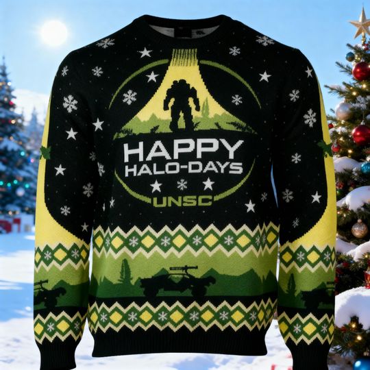 Discover Happy Halo-days Ugly Christmas Sweater, Gamer Lover, Master Chief Video Game Jumper,  Xmas Party Sweatshirt