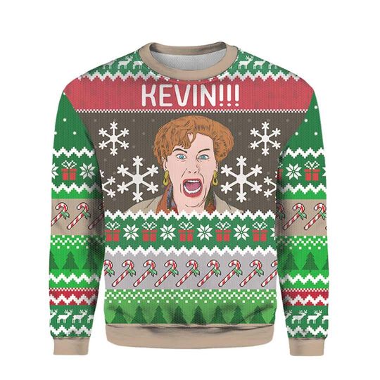 Discover Kevin Home Alone Christmas 3D Ugly Sweater Knitted All Over Print