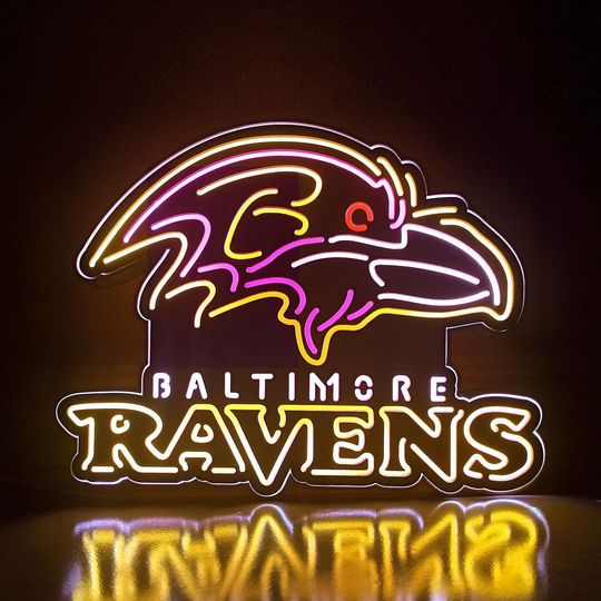 Baltimore Ravens Neon Sign - Football Team Decor, Desktop Light Box, Man Cave Gift for Sports Fans