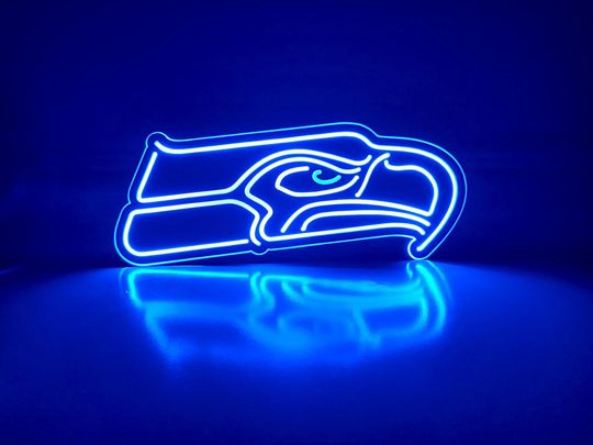 Seattle Seahawks Neon Sign - Football Team Neon Sign, Sports Gift for Him, Man Cave Desktop Decor