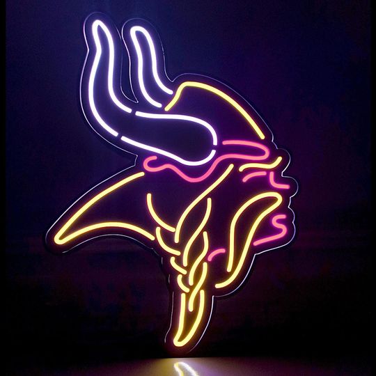 Discover Minnesota Vikings Neon Sign - Football Team Neon Decor, Sports Gift for Dad, Man Cave Wall Art