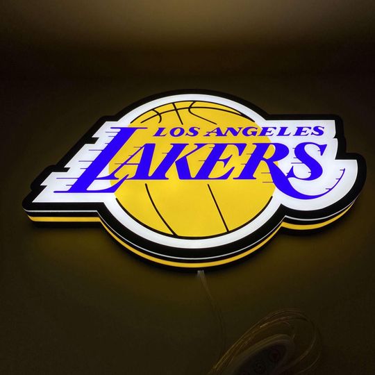 Discover LA Lakers Dimmable Neon Sign, Custom UV Printed Team Logo Light Box, Basketball Fan Gift, Sports Wall Art Decor