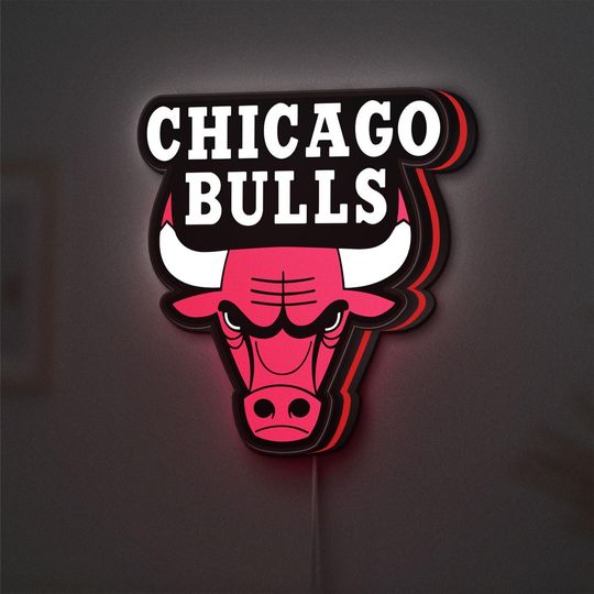 Chicago Bulls Neon Sign, Dimmable Team Logo Light Box, Sports Room Wall Decor, Perfect Gift for Basketball Fans, UV Printed Acrylic Lightbox