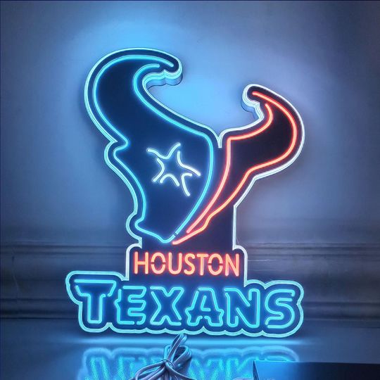 Discover Houston Texans Neon Sign - Football Team Sign, Sports Fans Gift, Man Cave Wall Hanging Decor